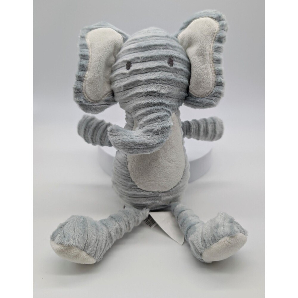 2022 Chick Pea Gray Elephant Plush Ribbed Lined Stuffed Animal Toy Lovey 11"